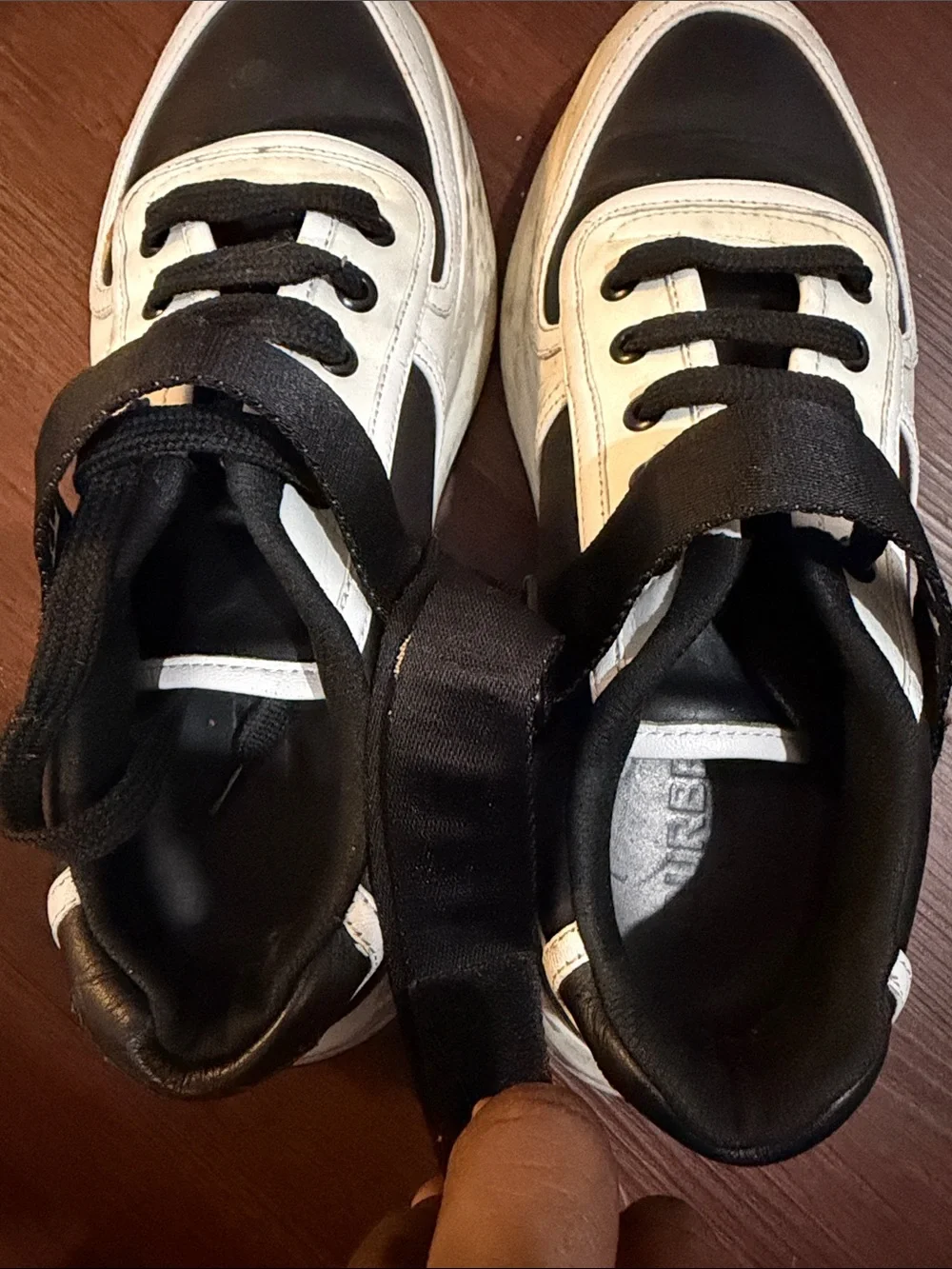 Burberry Sneakers Black and White Logo Strap Sneakers
